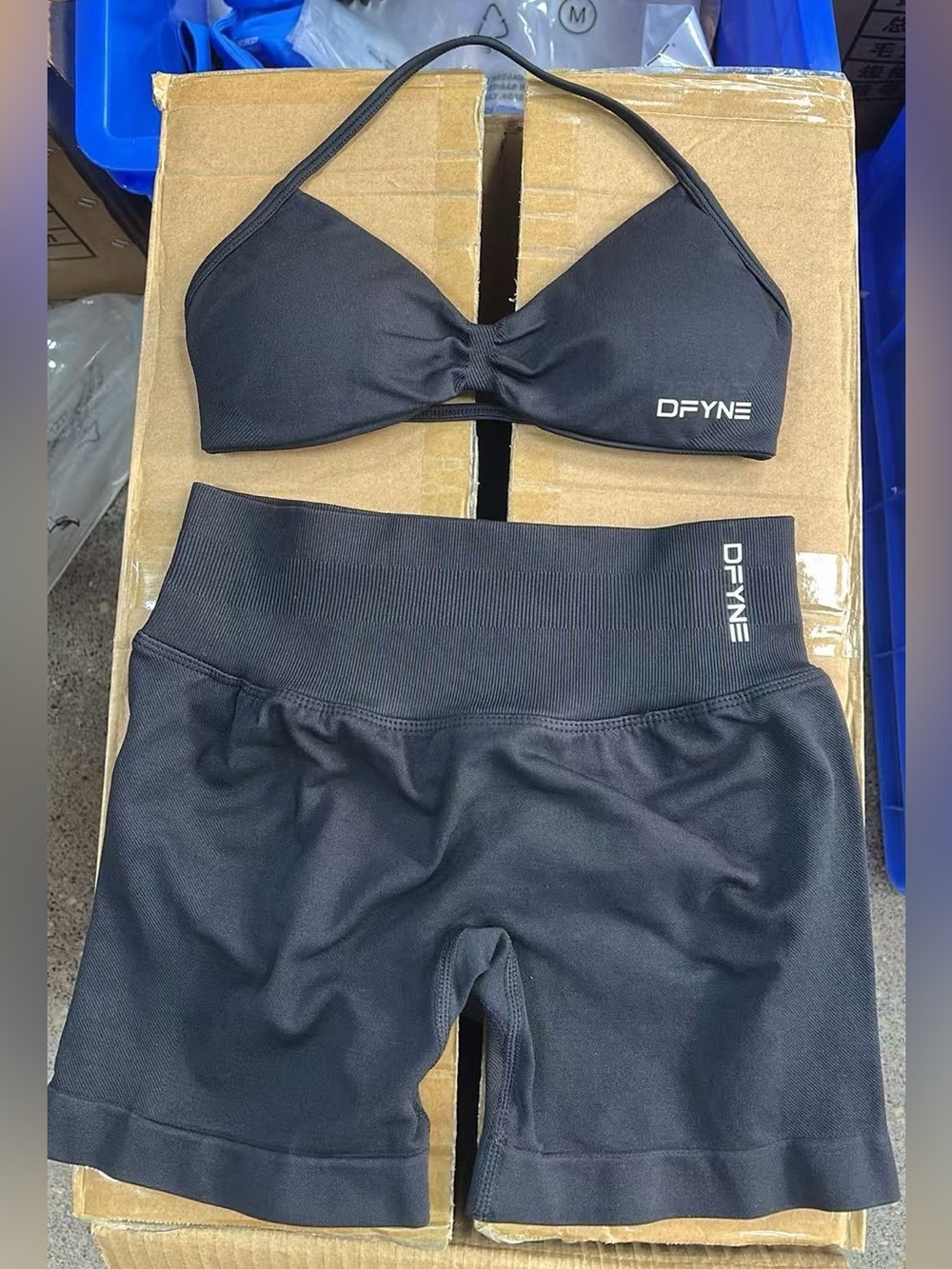 dfyne Black Impact s Bra & Shorts Set